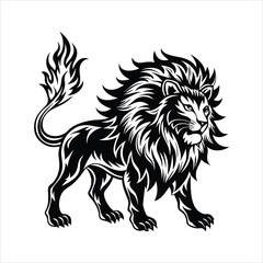 Lion of fire black vector