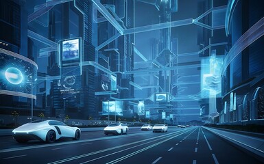 Fototapeta premium Smart Urban WiFi: Wireless Networks in the Digital City Landscape