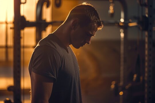 a determined athlete, man in his early 30s, commits himself to a grueling workout