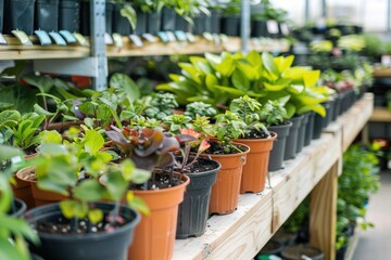 Plants in pots on sale at the local garden center