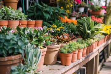 Plants in pots on sale at the local garden center