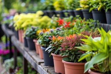 Plants in pots on sale at the local garden center