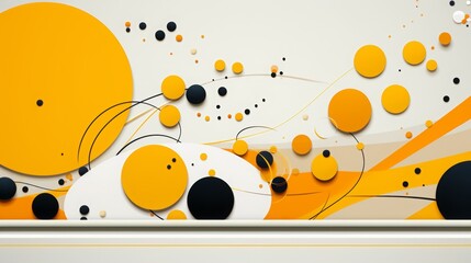 Obraz premium Yellow and Black Circles Abstract Background, Facebook cover, copy space, AI Generated