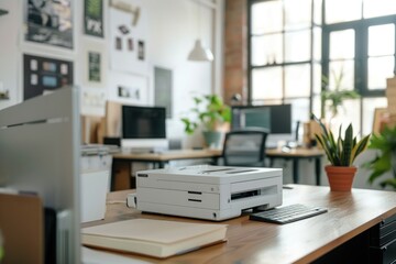 Small Printer in loft office. Contemporary interior SOHO