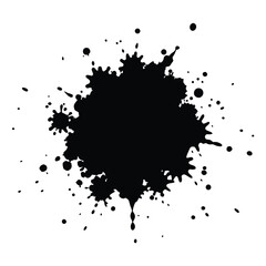 a grunge effect ink splat, color splash, black color illustration 