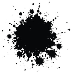 a grunge effect ink splat, color splash, black color illustration 