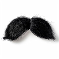 Medium shot of Fake black mustache, isolated on a white background, bright and vivid tonality, 
