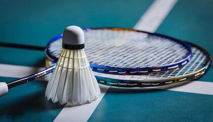 badminton racket and shuttlecock