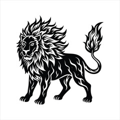 Lion of fire black vector