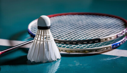 badminton racket and shuttlecock