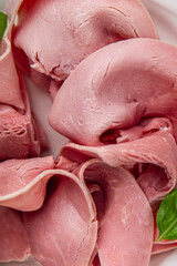 ham spam pork meat fresh meal food snack on the table copy space food background rustic top view