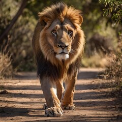 Nubian lion in the jungle