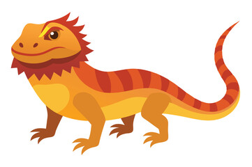 Fototapeta premium Bearded dragon animal flat vector illustration on white background 