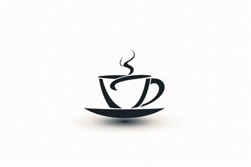 Obraz premium Clean, modern design showcasing a black coffee mug silhouette centered on white.