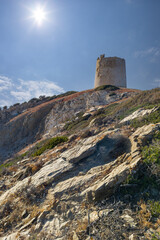 Ancient Spanish Watchtower Atop Rocky Sardinian Hill