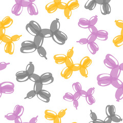 Balloon dogs seamless pattern. Cute colorful print. Birthday party vector illustration