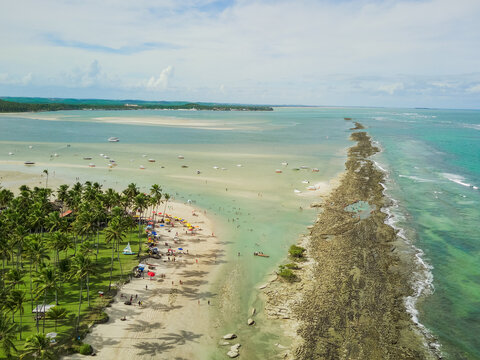 Praia dos carneiros, Pernambuco, Brazil. Coral reef around turquoise water sea, paradise beach in Brazil.