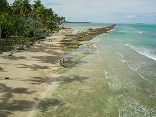 Praia dos carneiros, Pernambuco, Brazil. Reef with turquoise water sea, paradise beach in Brazil.
