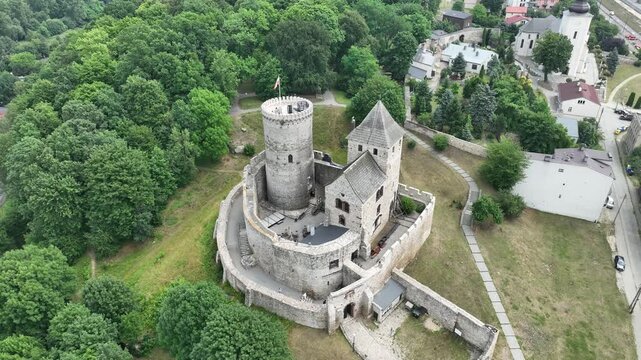 Aerial drone view of Castle in bedzin, The stone royal castle in silesia poland aerial drone photo view.
Eagles Nest Trail in Bedzin, Poland.