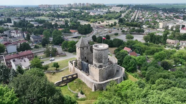 Aerial drone view of Castle in bedzin, The stone royal castle in silesia poland aerial drone photo view.
Eagles Nest Trail in Bedzin, Poland.
