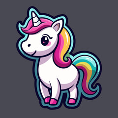  Unicorn Minimalist Vector Sticker: Cute, Flat Design, Black Background