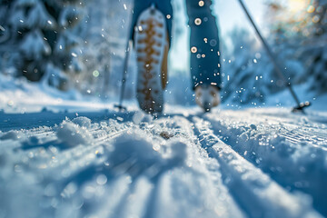Winter Sports Competitions Featuring Cross Country Skiing on Fresh Snowy Trails