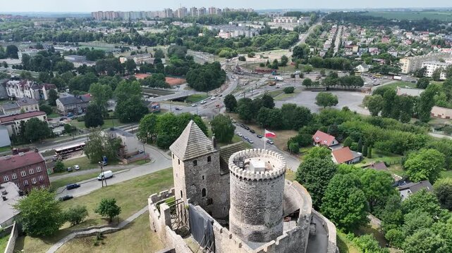 Aerial drone view of Castle in bedzin, The stone royal castle in silesia poland aerial drone photo view.
Eagles Nest Trail in Bedzin, Poland.