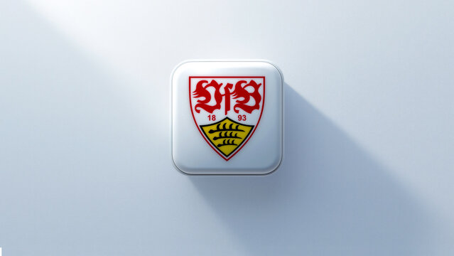VfB Stuttgart 3d icon casting a shadow on a white background