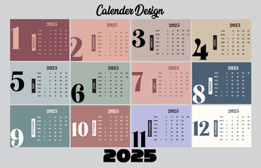 Modern Desk Calendar 2025 Template Vector Design