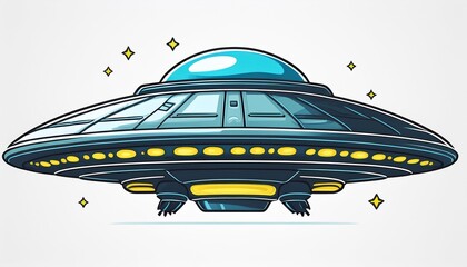 Vector illustration UFO alien spaceship isolated on white background