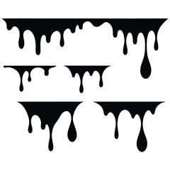 Dripping Liquid Paint Oil Vector silhouettes