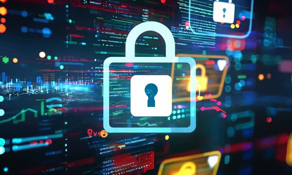 Visual representation of secured digital data files and glowing network locks, emphasizing cybersecurity and information protection