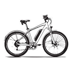 ELECTRIC BICYCLE in cartoon, doodle style . Image for t-shirt, web, mobile apps and ui. Isolated 2d vector illustration in logo, icon, sketch style, Eps 10, black and white. AI Generative