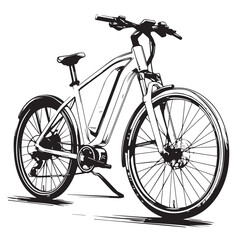 ELECTRIC BICYCLE in cartoon, doodle style . Image for t-shirt, web, mobile apps and ui. Isolated 2d vector illustration in logo, icon, sketch style, Eps 10, black and white. AI Generative