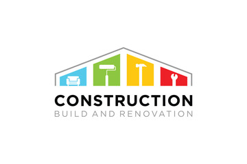 Home Renovation and Repair Services Vector Illustration. Construction, Real Estate, Building Logo Design.