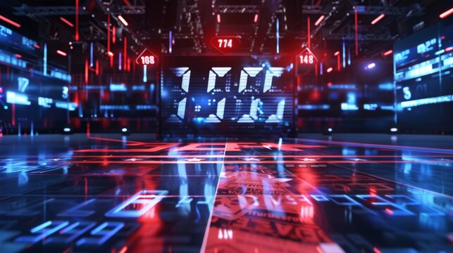 Digital Countdown Clock Displaying Final Results in Futuristic Election Night Coverage
