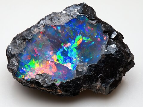Black opal gemstone displaying colorful hues
