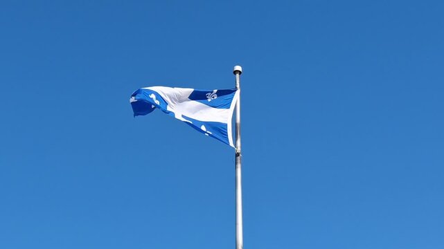Quebec's flag moving through the wind