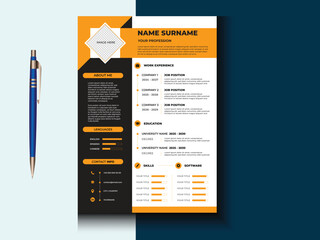  Professional modern minimal clean CV resume template design
