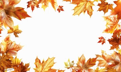 Obraz premium Autumn themed frame on white background with space for text or design
