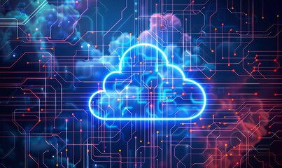 cloud computing icon with circuit background