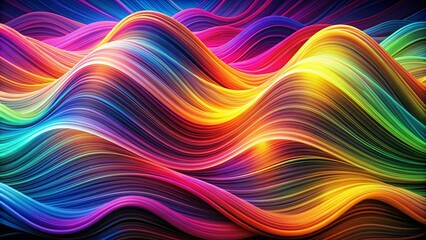 Obraz premium Abstract Rainbow Waves, digital art, colorful, liquid, vibrant, dynamic , abstract