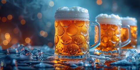 National Drink Beer Day frothy beer mugs, September 28th