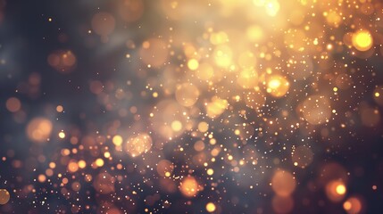 Abstract glowing golden dots with blurry shining background