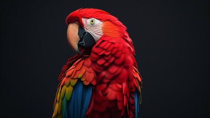 Fototapeta premium Surreal Dada Parrot with Dark Backdrop