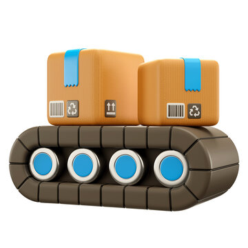 3d icon illustration of delivery conveyor belt 
