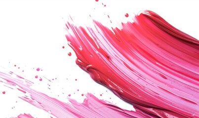 Close up of cosmetic smudges on white backdrop Lipstick or lip gloss sample detail Beauty strokes design Liquid makeup product close up shot Banner layout with space for text