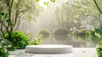 nature product background for sustainable beauty, perfume and fashion items, created with generative AI technology	