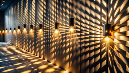 Geometric Light Patterns A Row of Pendant Lamps Cast Striking Shadows on a Wall, light , shadow , minimalist , design