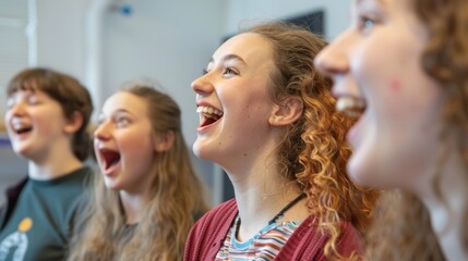 Vibrant Singing School Class with Students Experiencing Vocal Improvisation and Creativity